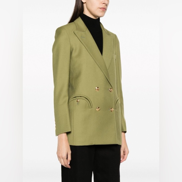 Blazé Milano Exit double-breasted wool blazer in green - Picture 11 of 15